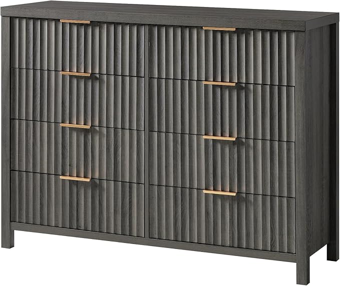 Oxford Fluted 6 Drawer Dresser for Bedroom, Wide Modern Wooden Chest of Drawers