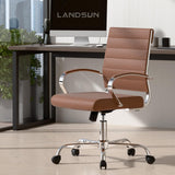 Mid Back Office Chair - PU Leather Executive Desk Chair with Wheels