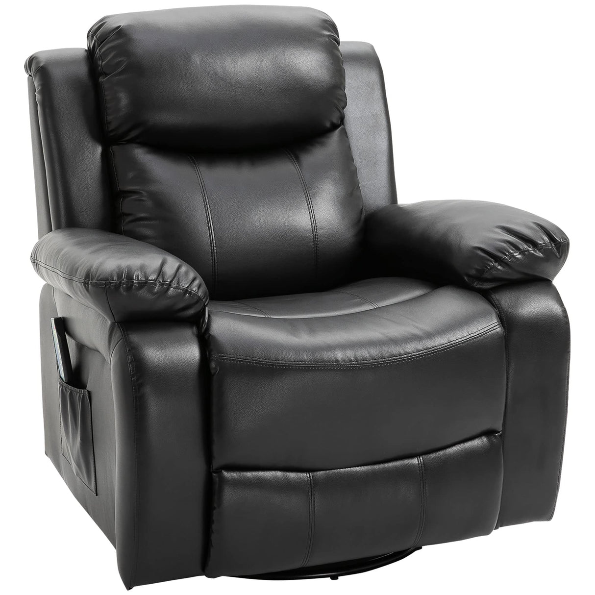 PU Leather Massage Recliner Chair, Swivel Rocker Sofa with Remote Control, Footrest,