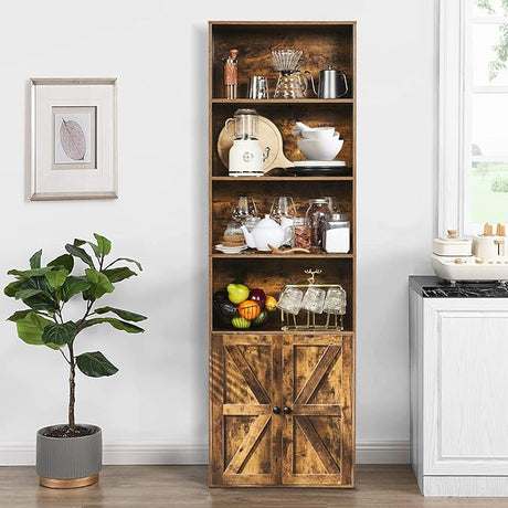 Double Wide 6-Tier Bookcase, Industrial Bookshelf with Metal Frame, Open Large Book