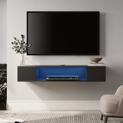 Floating TV Stand with LED Lights - Wall Mounted Media Console