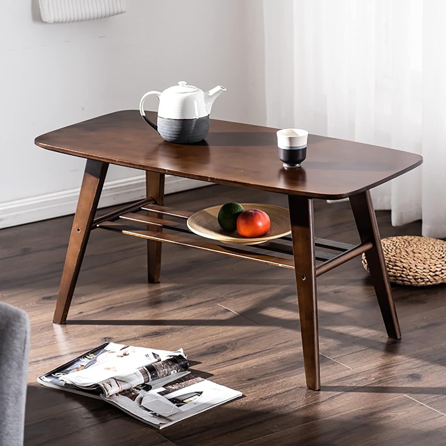 Coffee Table, Japanese Double-Layer Square Sofa Side Table