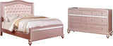 Petal Wood Frame 2-Piece Bedroom Set, Queen-Size Bed with Faux Leather Tufted