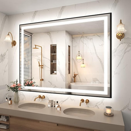 48 x 40 LED Bathroom Mirror, Large Lighted Bathroom Mirror, LED Bathroom Vanity