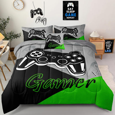 5 Pieces Gaming Bedding Set Twin Size for Boys Gamer Comforter Set