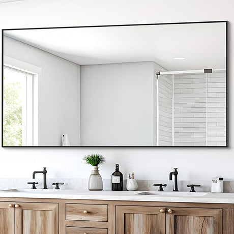 30 x 40 Inch Black Bathroom Vanity Mirror, Black Wall Mirror with Metal Frame,