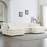 Chenille U-Shaped Modular Sectional Couch, Modern Comfy 3 Seater Deep Seat Cloud