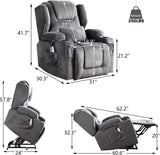 Power Recliner Chair with Massage and Heat Velvet Electric Reclining Ergonomic