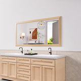 Black Bathroom Mirror, 60x28 Inch Thick Metal Framed Wall Mirrors for Over 2 Sinks,