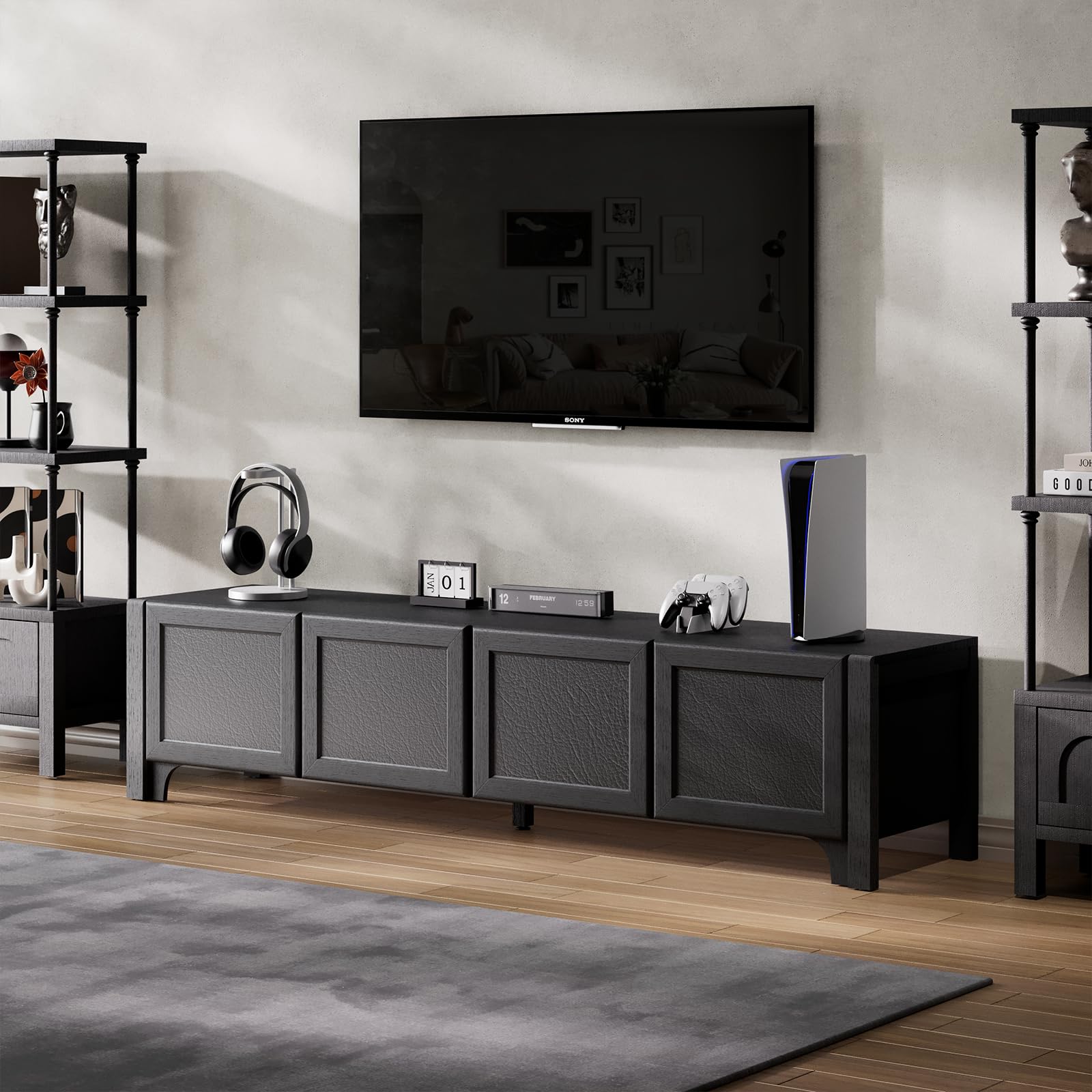 70" Modern TV Stand for 65-70 Inch TVs - Black Media Console