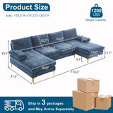 110" Large U-Shape Sectional Sofa Couch with 51" D Double Chaise for Living Room