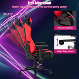 360° Swivel Gaming Chair with 4D Armrest & Multi-Angle Reclining - Red
