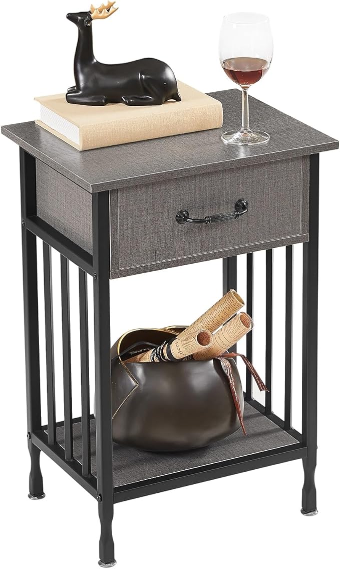 Nightstands, Industrial Side Table/End Tables with Drawer and Storage Shelf, Night Stands