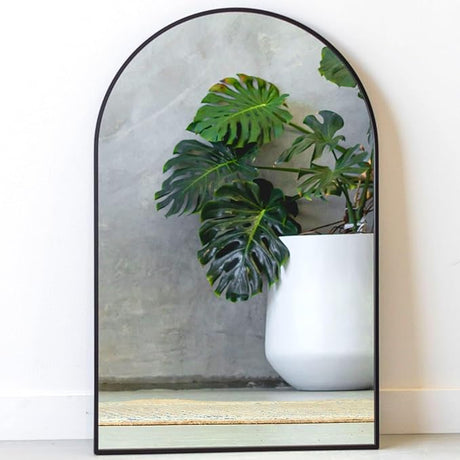 Black Arched Mirror, 33" x 31", Black Arch Mirror Décor Entry Way Mirror,