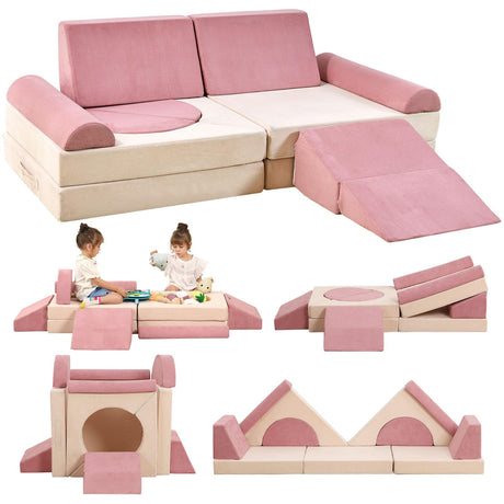 Kids Couch, 12PCS Modular Kids Play Couch, Toddler Couch for Playroom, Convertible Kids Foam Climbing Play Set, Imaginative Creative Play Sofa for Boys & Girls, Play Couch for Toddlers