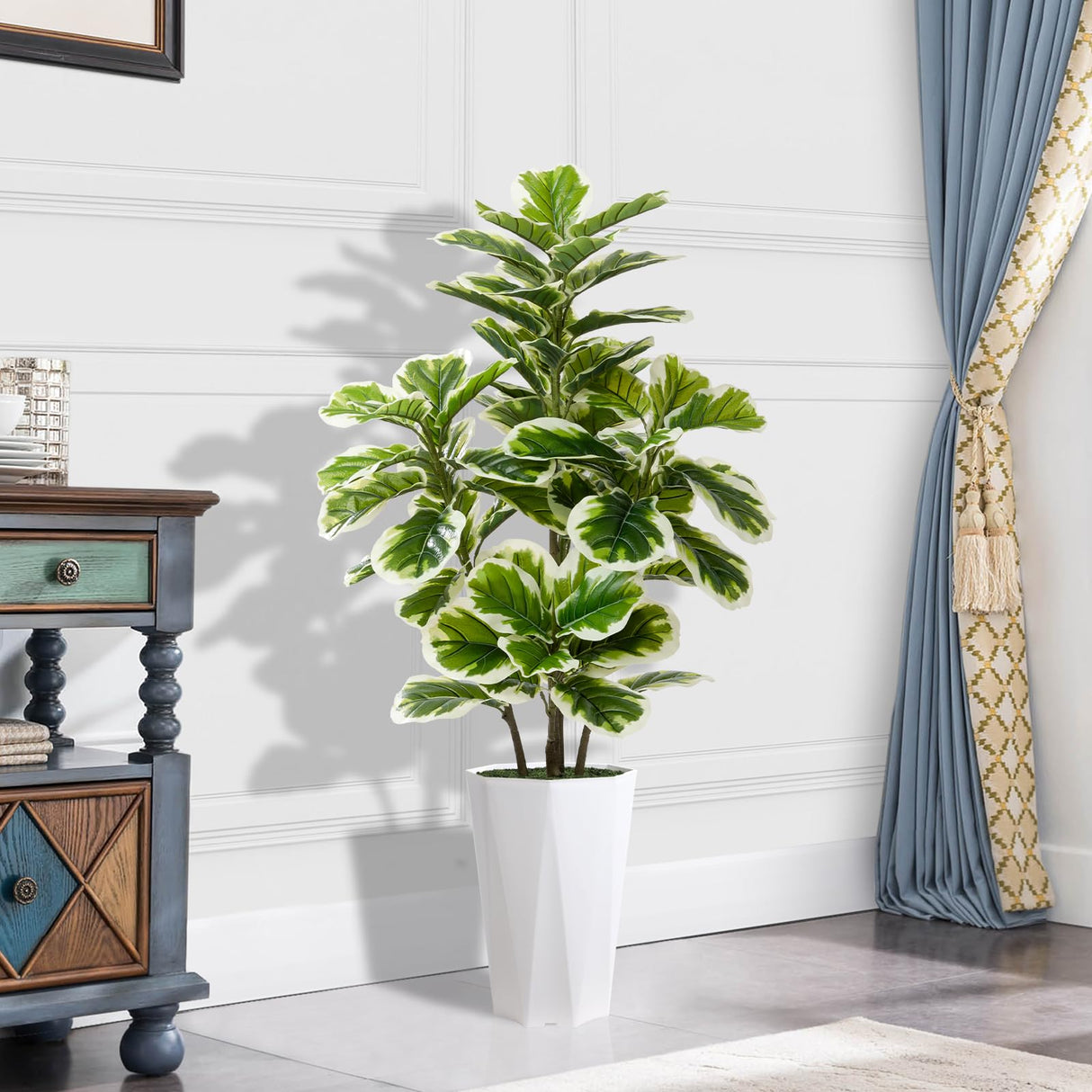 Artificial Fiddle Leaf Fig Plant Indoor 5FT Faux Rubber Tree with
