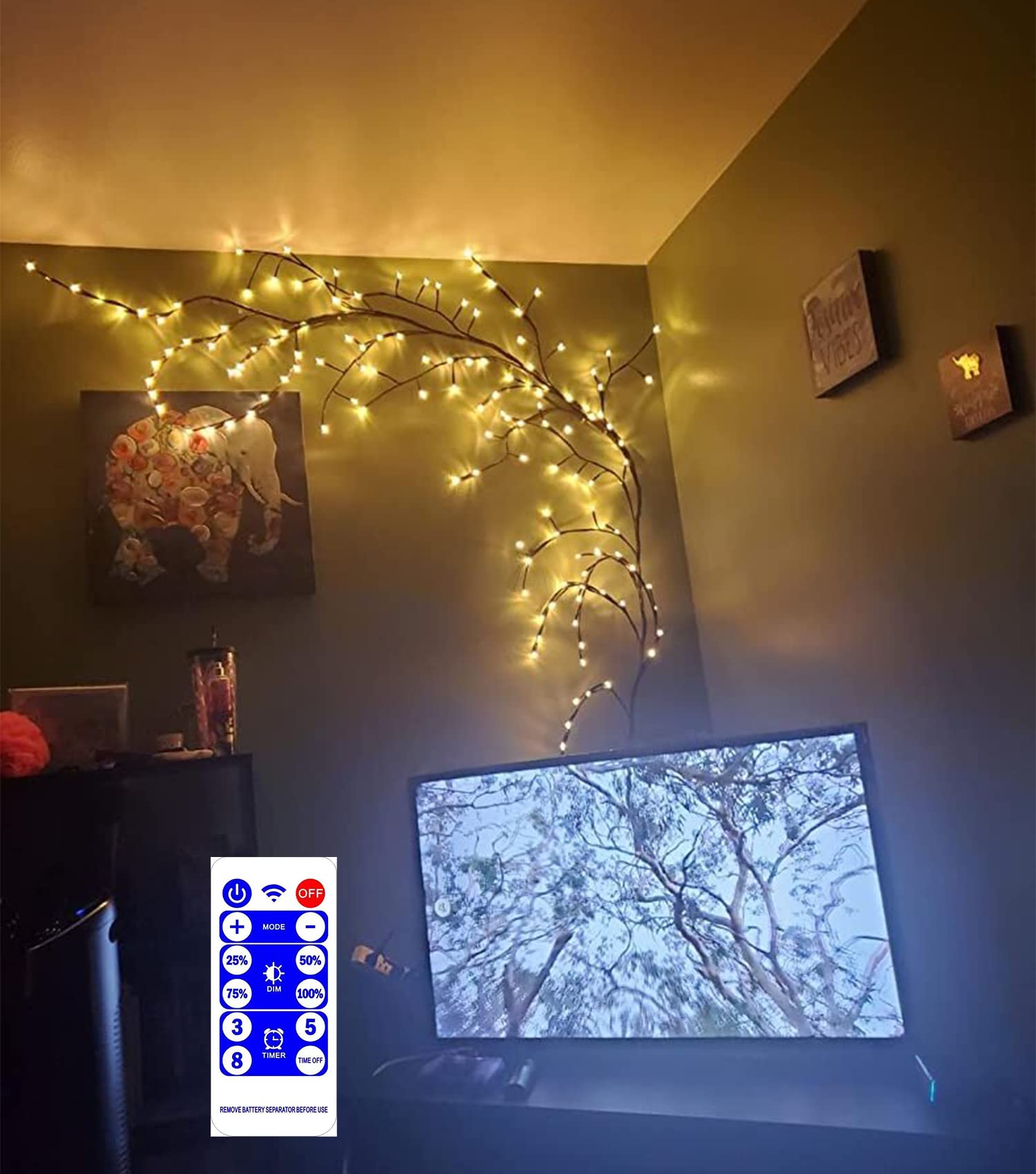 Vines for Home Decor with Remote Control On/Off Timmer Dim,7.5Ft Christmas Decorations Artificial Tree