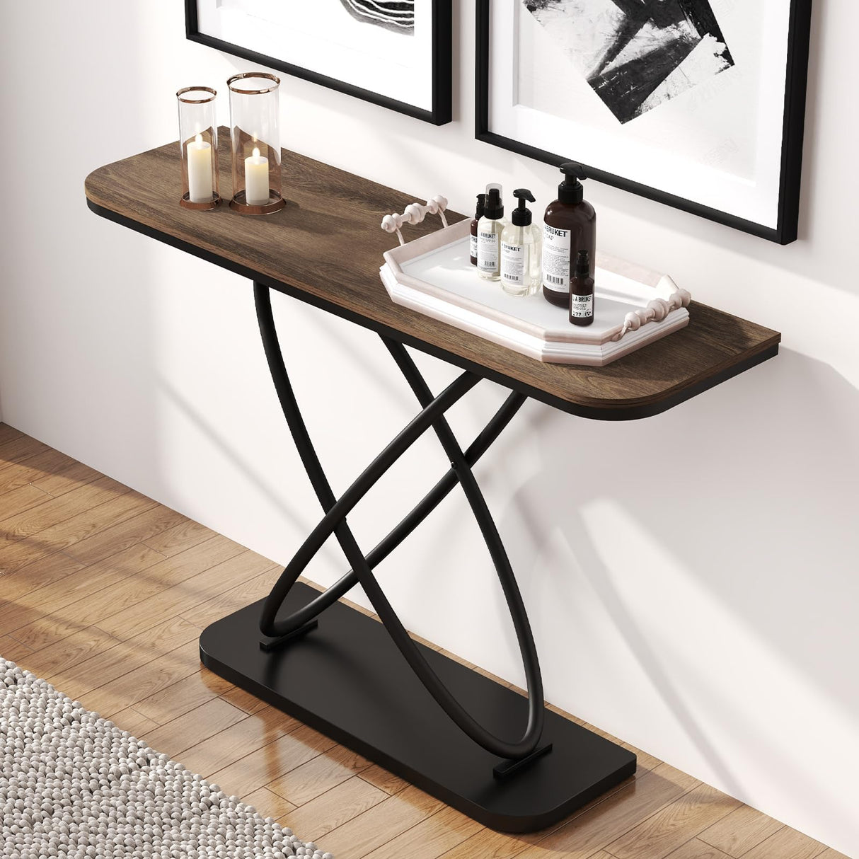 47.44'' Entryway Console Table, Industrial Wood Entryway Table