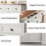 Farmhouse 7 Drawer Dresser for Bedroom, Antique Double Dresser & Chest