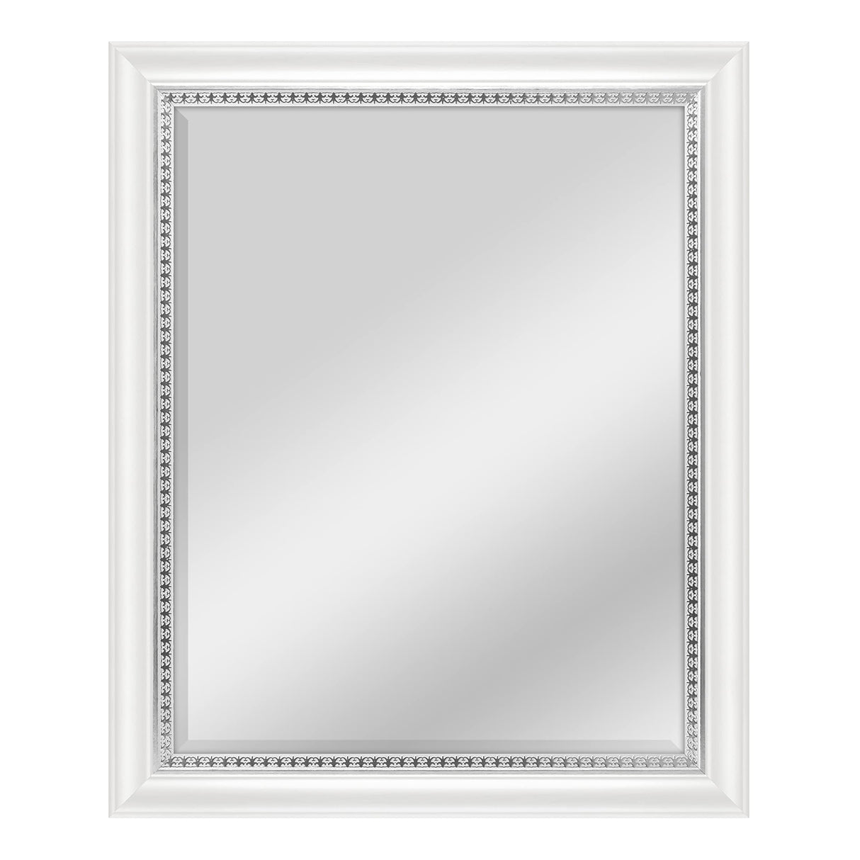 83049 22x28 Inch Embossed Accent Wall Mirror, 27 x 33 Inch, White Wood Grain