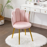 Vanity Chair for Makeup Room - Midcentury Modern Accent Velvet Chair with Back Support, Gold Legs for Living Room Bedroom (Pink)