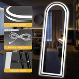 Arch Full Length LED Mirror 56x20 - Standing Floor Mirror with Adjustable Lighting