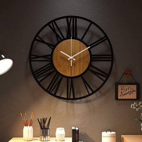 Small Wall Clock for Living Room Decor,Vintage Modern Round Silent Non Ticking