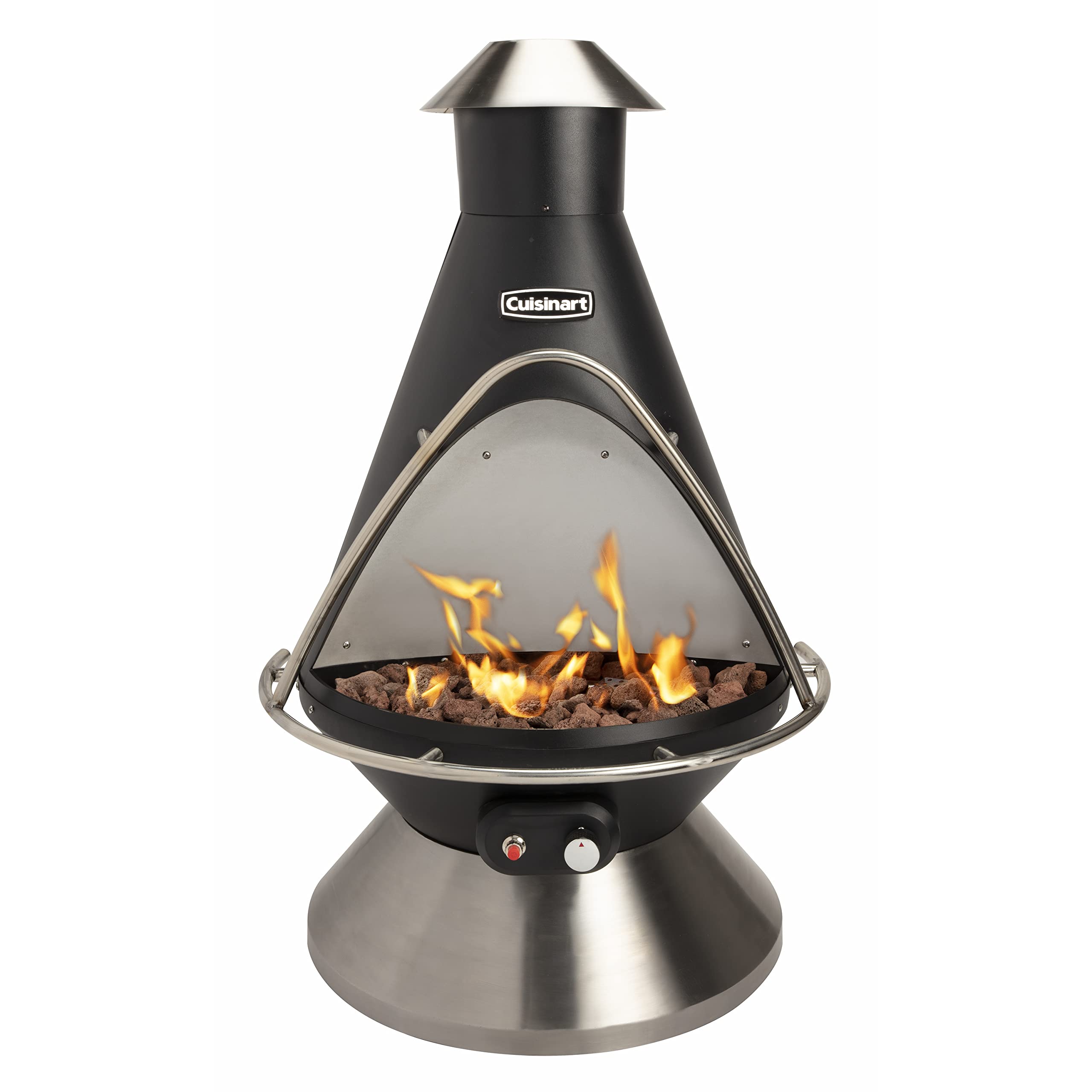 Cuisinart Chimenea Propane Fire Pit, 40,000 BTU Coated Steel Outdoor Propane Heater with Lava Rocks and Directional Heat, Adjustable Fire Pit with Safety Shutoff for Patios and More - Bircata