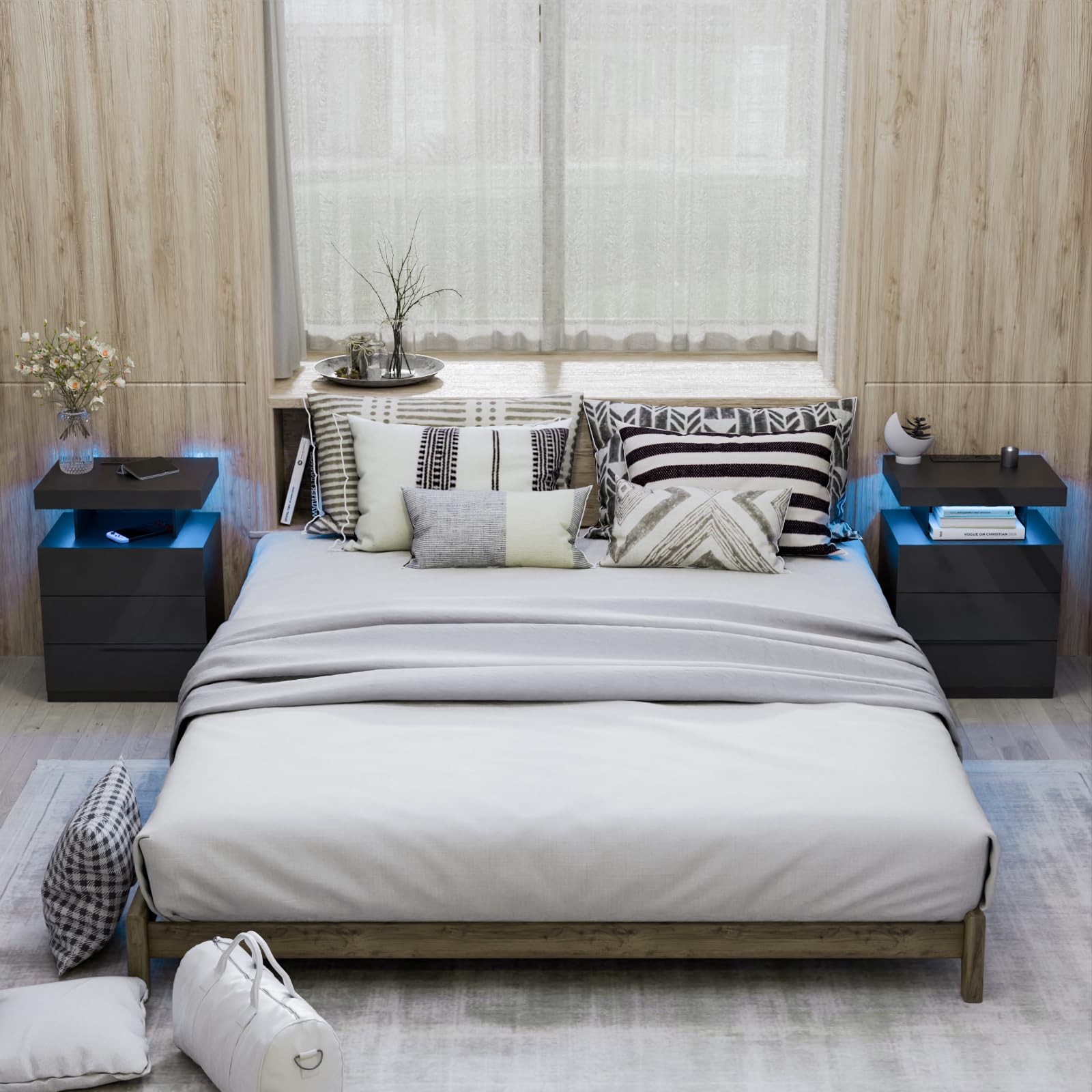 Nightstand with Wireless Charging Station