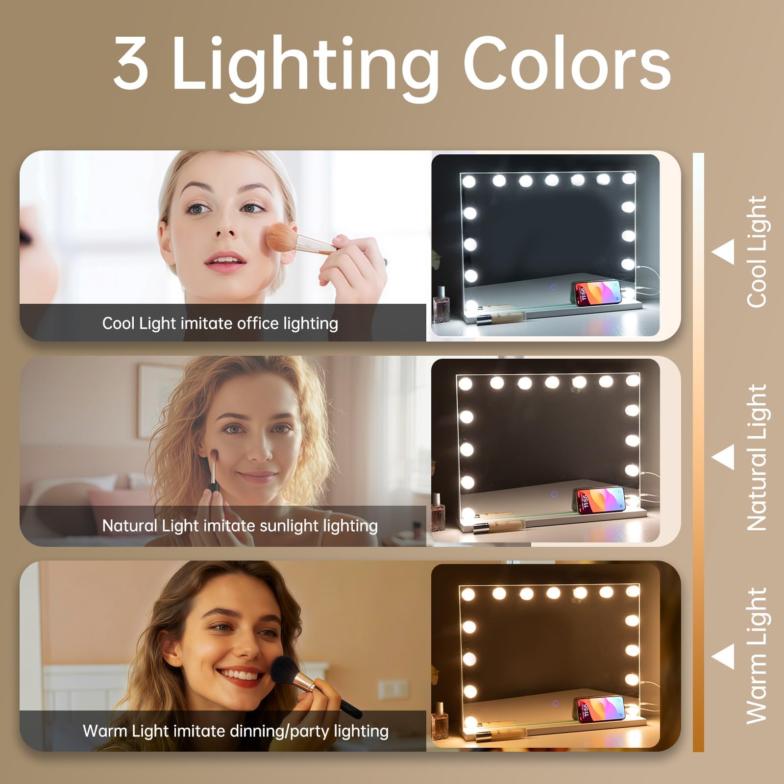 Hollywood Vanity Mirror with Lights 23x18 - 15 LED Bulbs