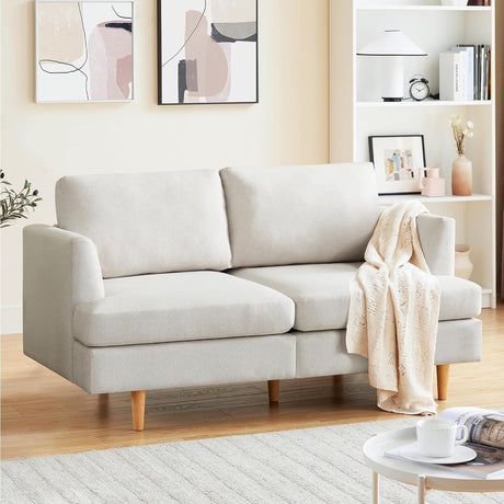 Loveseat Sofa 65" Mid Century Modern Small Couches for Small Spaces Love Seat with 2-Seat Upholstered Cushion