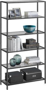 Bookcase, 6-Tier Bookshelf, Slim Shelving Unit for Bedroom, Bathroom, Home Office