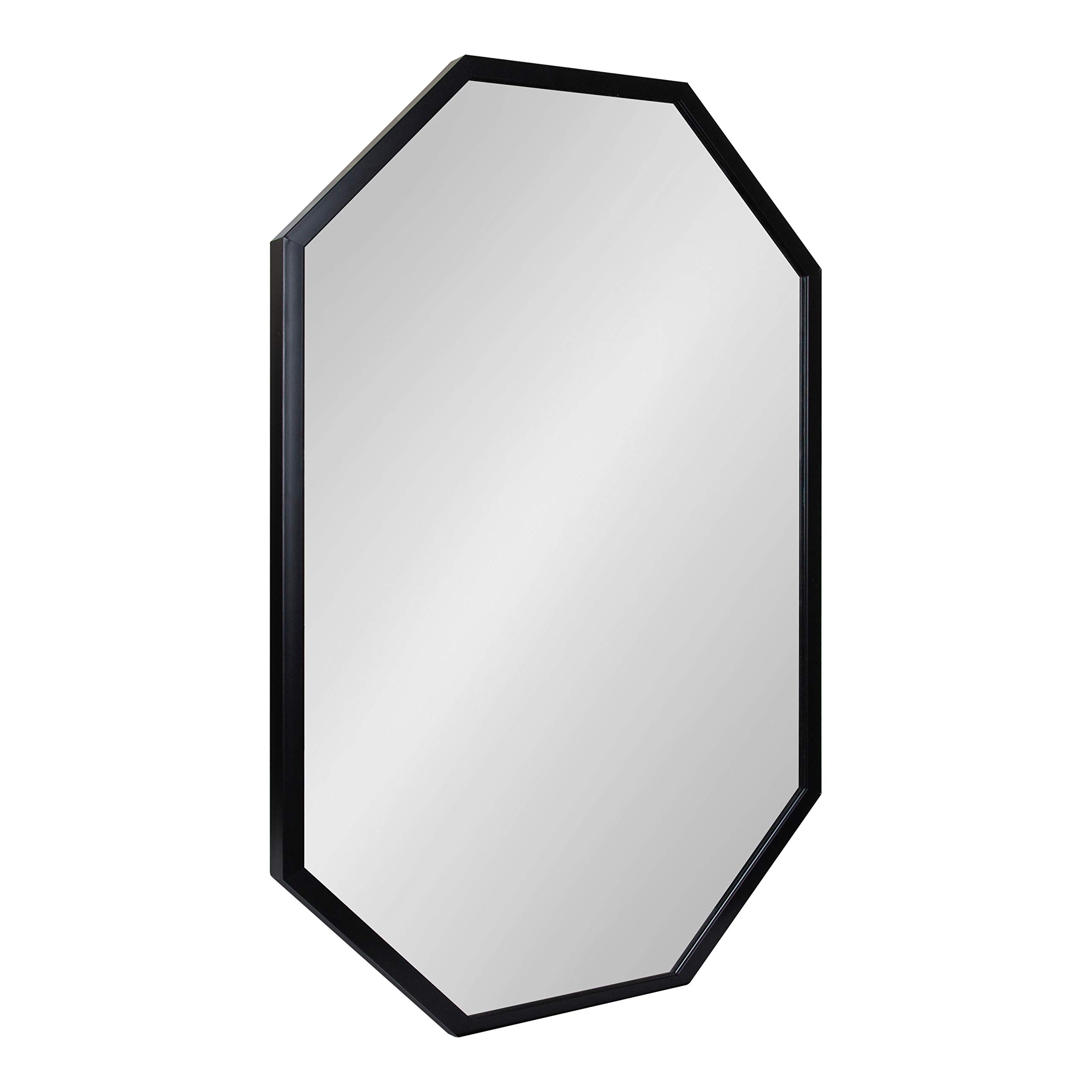 Laverty Modern Oblong Octagon Framed Wall Mirror, 24 x 36, Black, Geometric Wall Decor