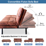 Futon Sofa Couch Bed,Convertible Adjustable Backrest Armrests Memory Foam Sofa Bed,