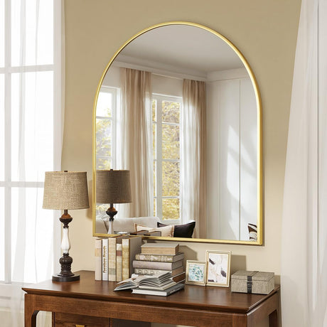 Arched Wall Mirror, 31 x 32 inch Arch Bathroom Mirror, Wall Mounted Vanity Mirror