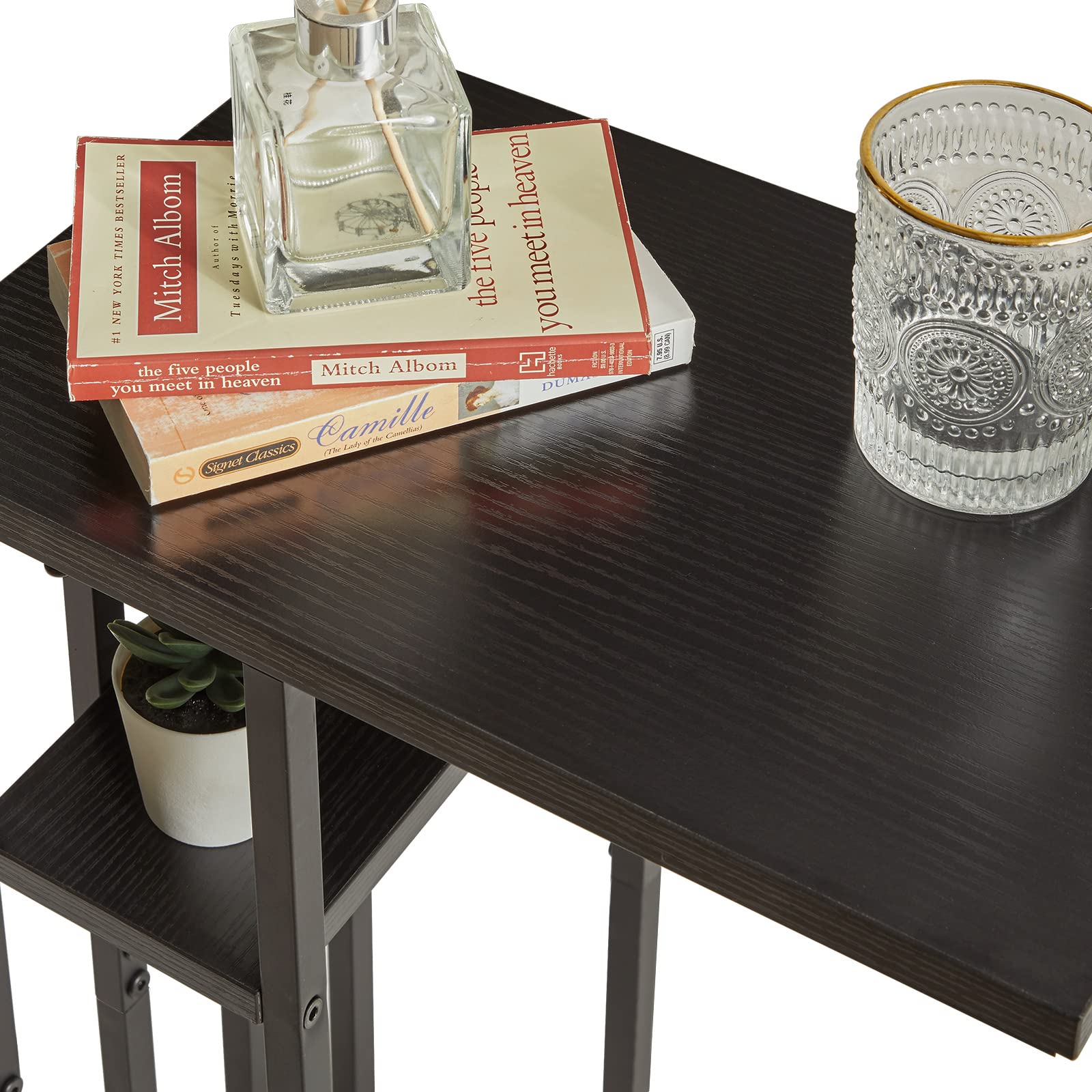 C Shaped End Table, Sofa Side Table, Small Table with Metal Frames, Vintage Couch Table
