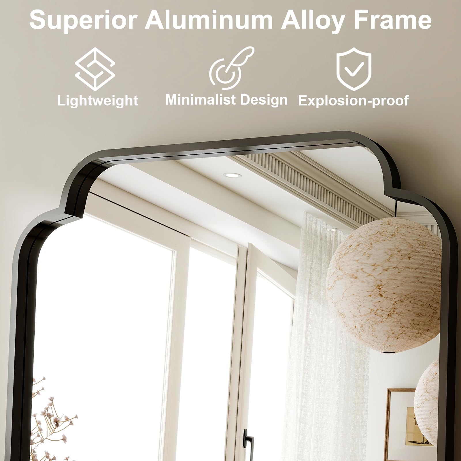 21x56 Petal Arched Black Full Length Mirror