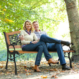 2-3 Person Patio Bench with Wood Seat,Patio Furniture Bench Chair