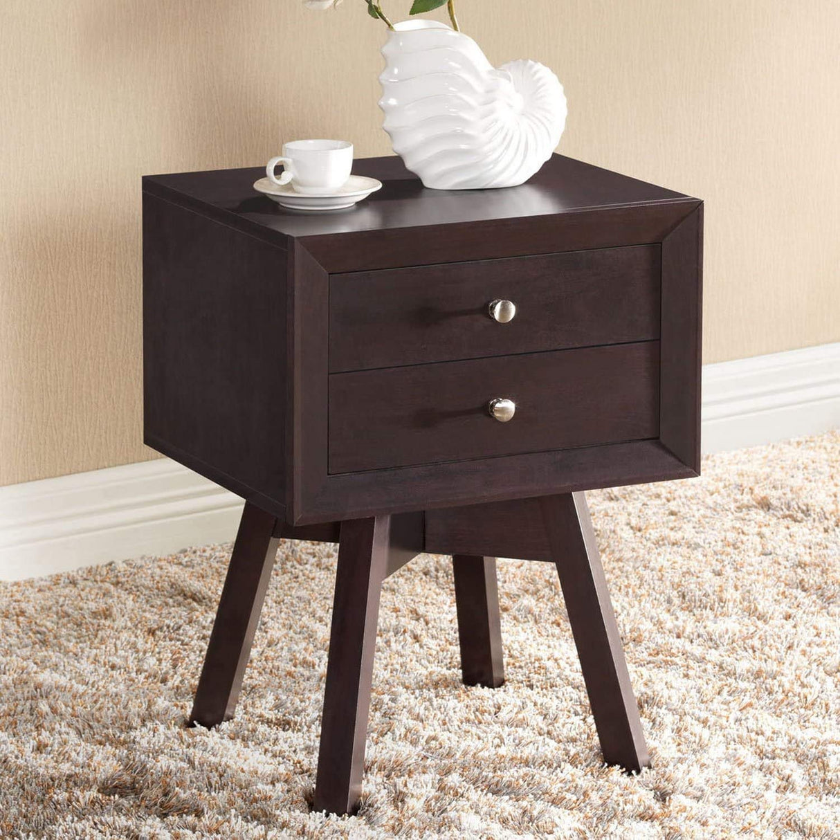 Studio Warwick Modern Accent Table and Nightstand, Brown (Set of 2)