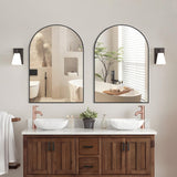 24"x36" Arched Bathroom Mirror, Wall Mounted Mirror, Black Vanity Wall Mirror Brushed