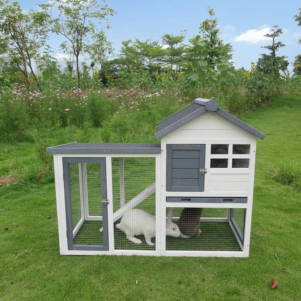 48''L Rabbit Hutch Indoor Outdoor Bunny Cage Rabbit Hutch Wood House Pet Cage