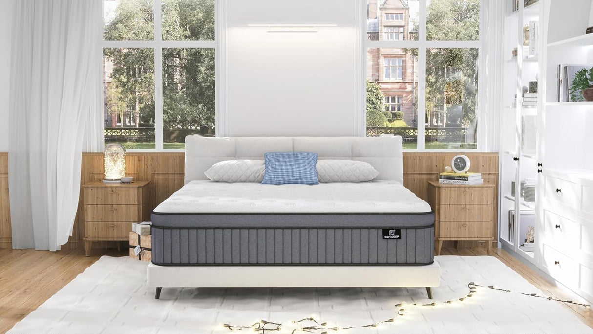 Queen Size Mattress, Upgrade Strengthen 14 Inch Firm Hybrid Queen Mattress in a Box, Mattress Queen Size With Memory Foam and Independent Pocket Springs