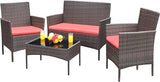 Patio Furniture 4 Pieces Conversation Sets Outdoor Wicker Rattan Chairs