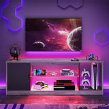 Gaming TV Stand with Removable Glass Shelves for 55/60/65 Inch TV