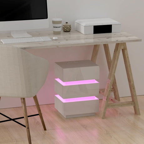 Charging Station & Led Lights,Smart Bedside Table with 16 Colors Lights,Power