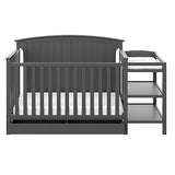 5-in-1 Convertible Crib and Changer with Drawer (White) – GREENGUARD Gold Certified, Crib and Changing Table Combo with Drawer, Converts to Toddler Bed, Daybed and Full-Size Bed