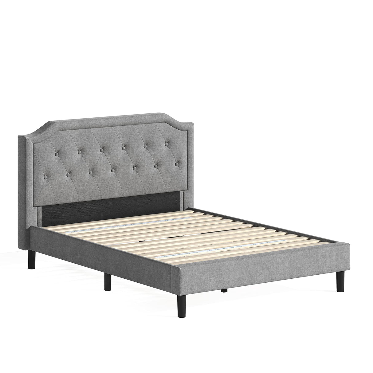 Kellen Upholstered Scalloped Platform Bed Frame / Mattress Foundation / Wood Slat