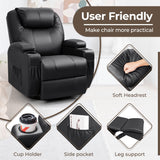 Rocker Recliner Chair with Massage for Elderly, Leather Adjustable 360°Swivel Rocking