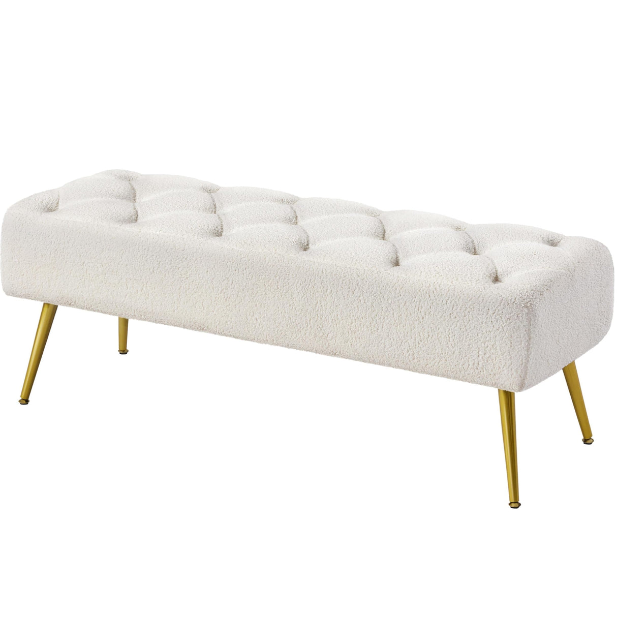 45 Inch Bench, Upholstered Button-Tufted Ottoman Bench, Modern