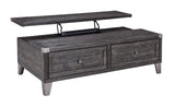 Todoe Industrial Rectangular Lift Top Coffee Table with 2 Storage Drawers,